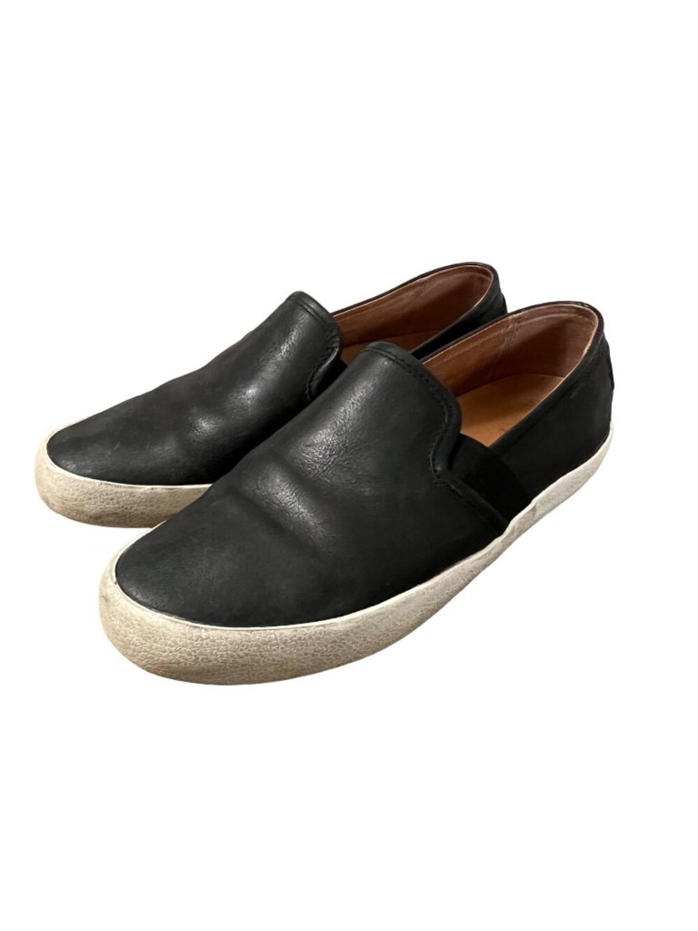 Frye Womens Gavin Black Leather Slip On Low Top Sneaker Shoes Size 6.5